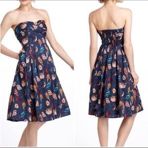Anthropology MAEVE Spring Bird Print Dress Sz 0